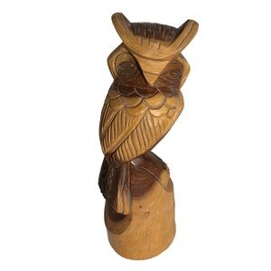 Vintage Large 12.5 inch carved wool owl
